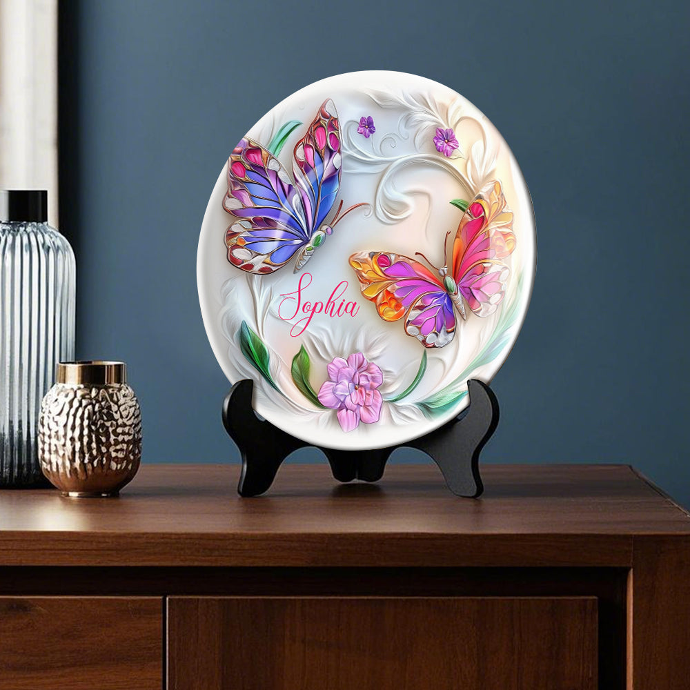 Stunning Butterfly - Personalized Butterfly Ceramic Round Plate