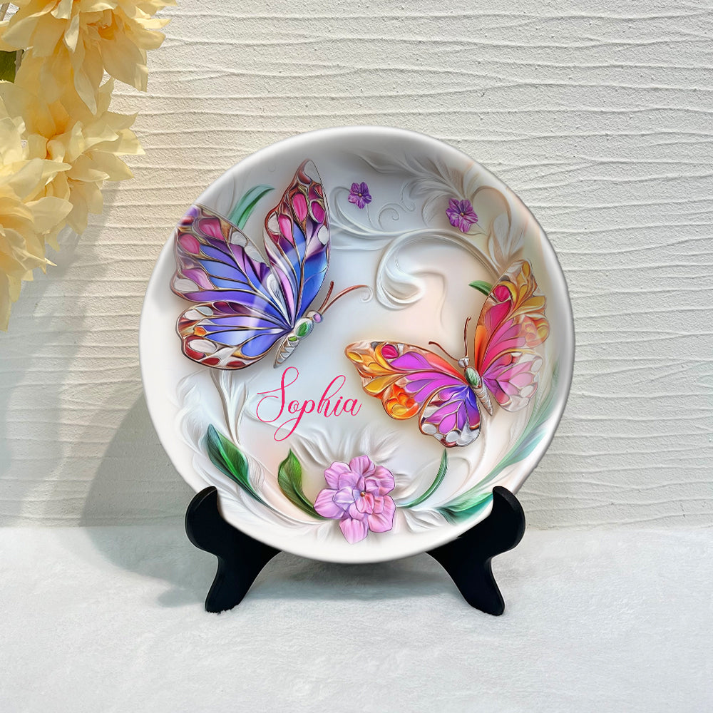 Stunning Butterfly - Personalized Butterfly Ceramic Round Plate