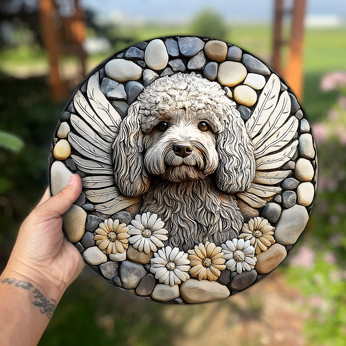 À jamais dans nos cœurs - Pierre ronde personnalisée pour chien