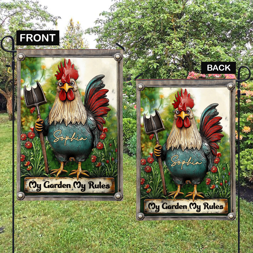 Mon jardin, mes règles - Drapeau de jardin personnalisé