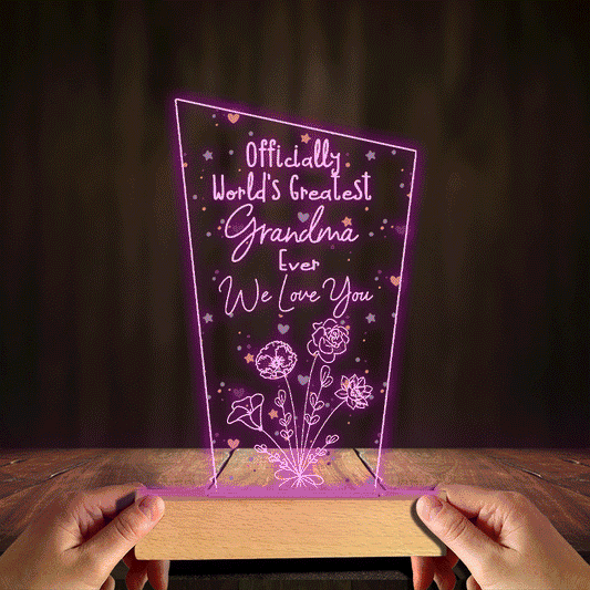 Officiellement la meilleure maman du monde ! – Cadeau pour maman, grand-père, mari, femme, grand-mère, papa – Plaque lumineuse personnalisée
