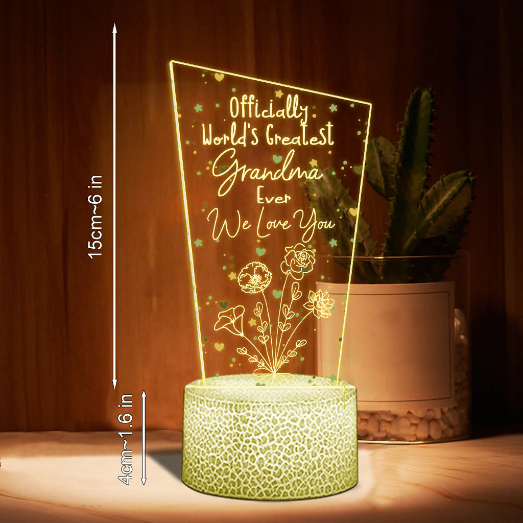 Officiellement la meilleure maman du monde ! – Cadeau pour maman, grand-père, mari, femme, grand-mère, papa – Plaque lumineuse personnalisée