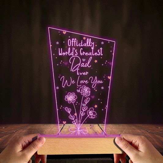Officiellement la meilleure maman du monde ! – Cadeau pour maman, grand-père, mari, femme, grand-mère, papa – Plaque lumineuse personnalisée