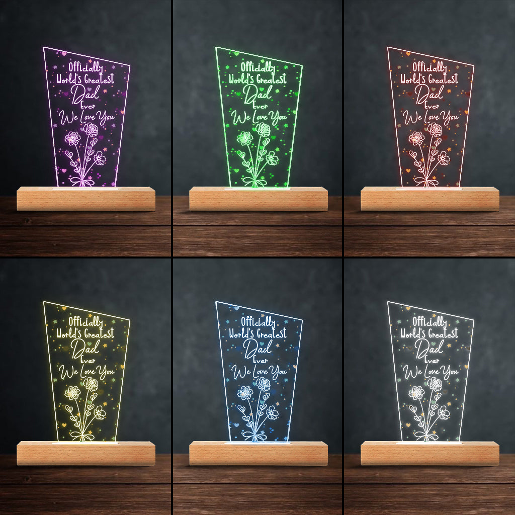 Officiellement la meilleure maman du monde ! – Cadeau pour maman, grand-père, mari, femme, grand-mère, papa – Plaque lumineuse personnalisée