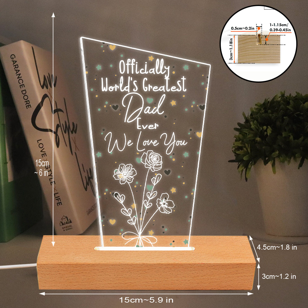 Officiellement la meilleure maman du monde ! – Cadeau pour maman, grand-père, mari, femme, grand-mère, papa – Plaque lumineuse personnalisée