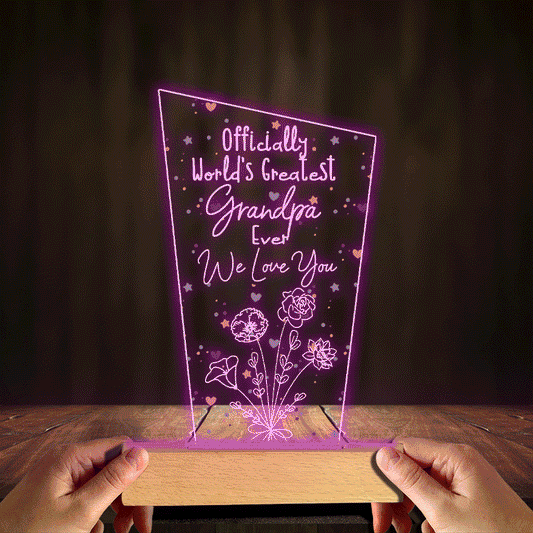 Officiellement la meilleure maman du monde ! – Cadeau pour maman, grand-père, mari, femme, grand-mère, papa – Plaque lumineuse personnalisée