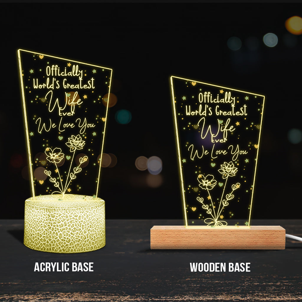Officiellement la meilleure maman du monde ! – Cadeau pour maman, grand-père, mari, femme, grand-mère, papa – Plaque lumineuse personnalisée