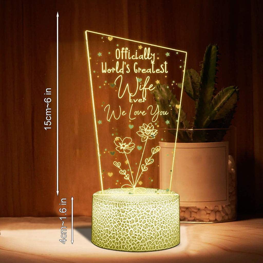Officiellement la meilleure maman du monde ! – Cadeau pour maman, grand-père, mari, femme, grand-mère, papa – Plaque lumineuse personnalisée