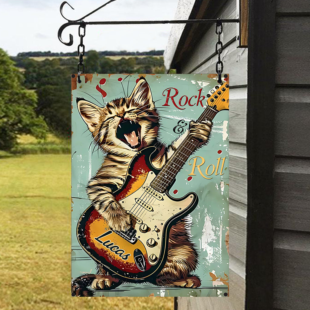 Rock & Roll - Personalized Guitar Rectangle Metal Sign