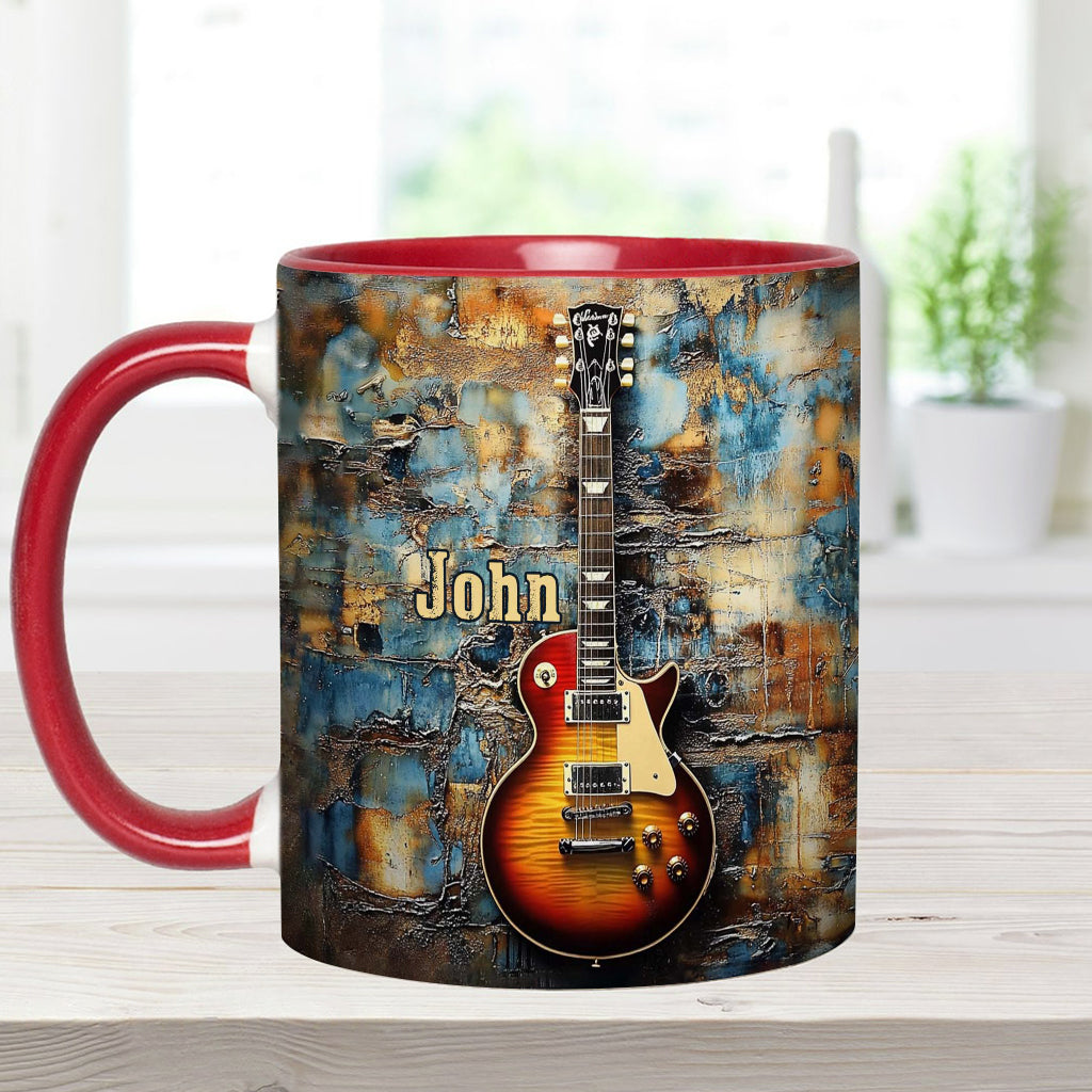 Vintage Electric Guitar - Personalized Guitar Accent Mug