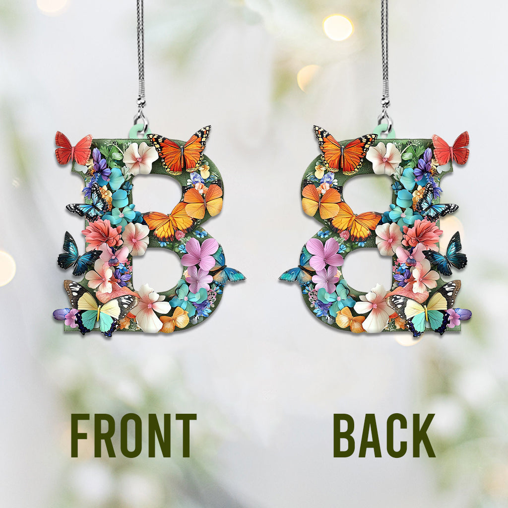 Lettre Fleurs et Papillons - Ornement de voiture papillon personnalisé