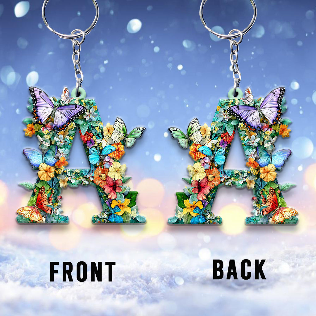 Lettre Fleurs et Papillons - Porte-clés Papillon Personnalisé