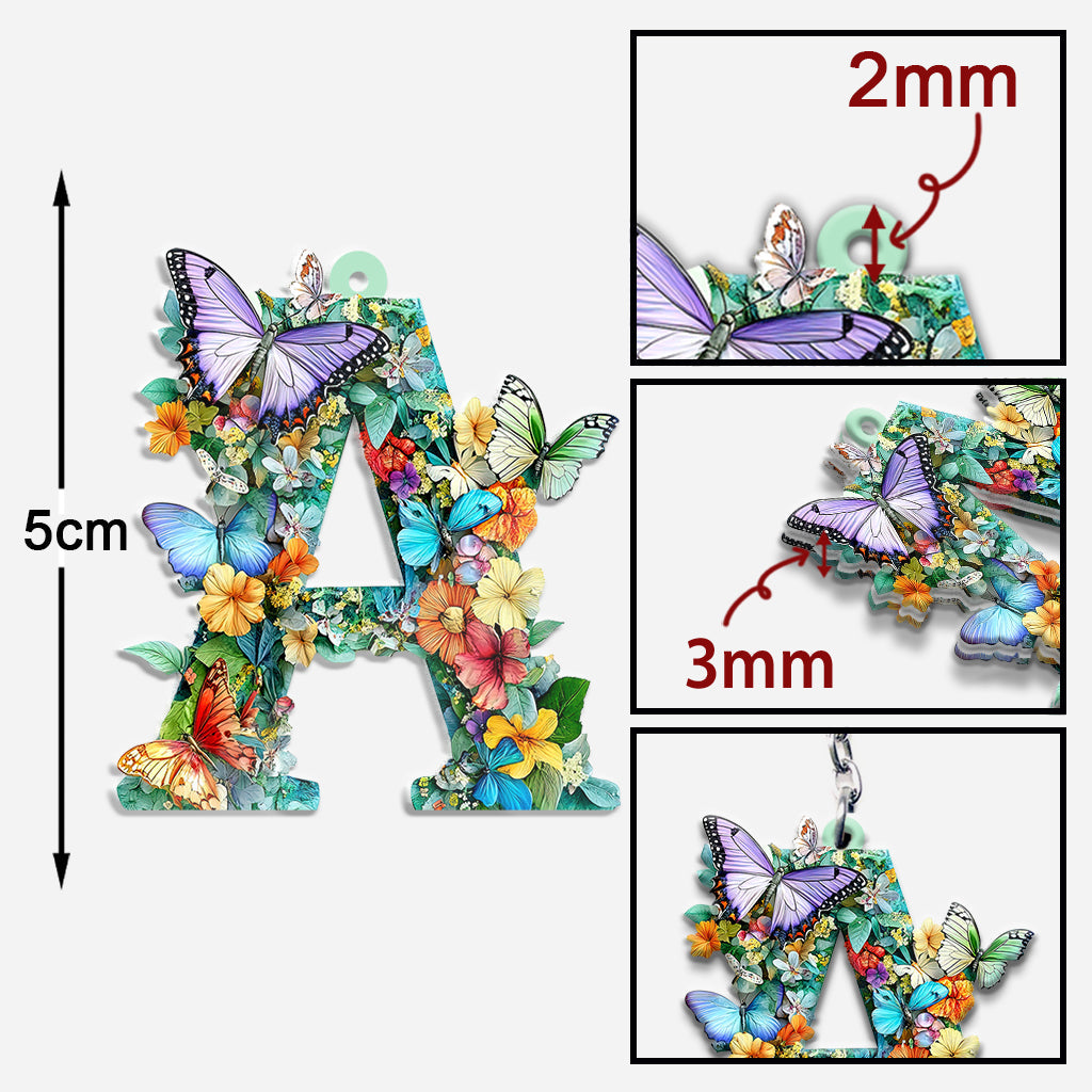 Lettre Fleurs et Papillons - Porte-clés Papillon Personnalisé