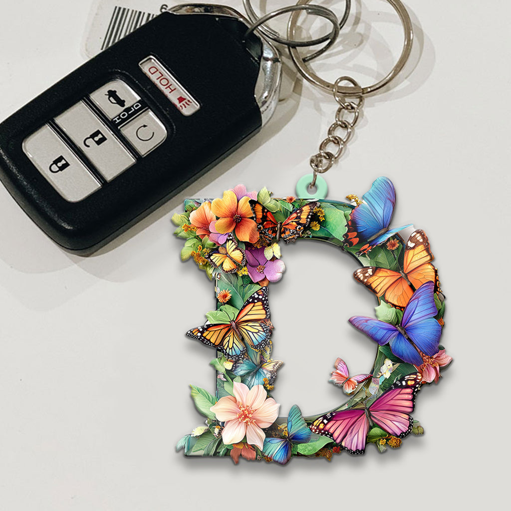 Lettre Fleurs et Papillons - Porte-clés Jardinage Personnalisé
