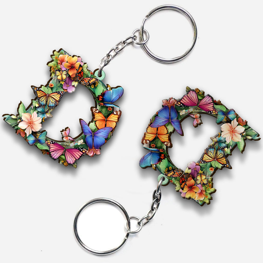 Lettre Fleurs et Papillons - Porte-clés Jardinage Personnalisé