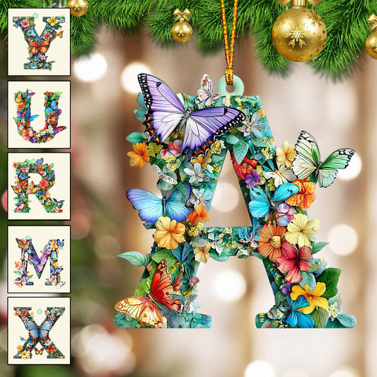 Flowers And Butterflies Letter - Personalized Gardening Ornament