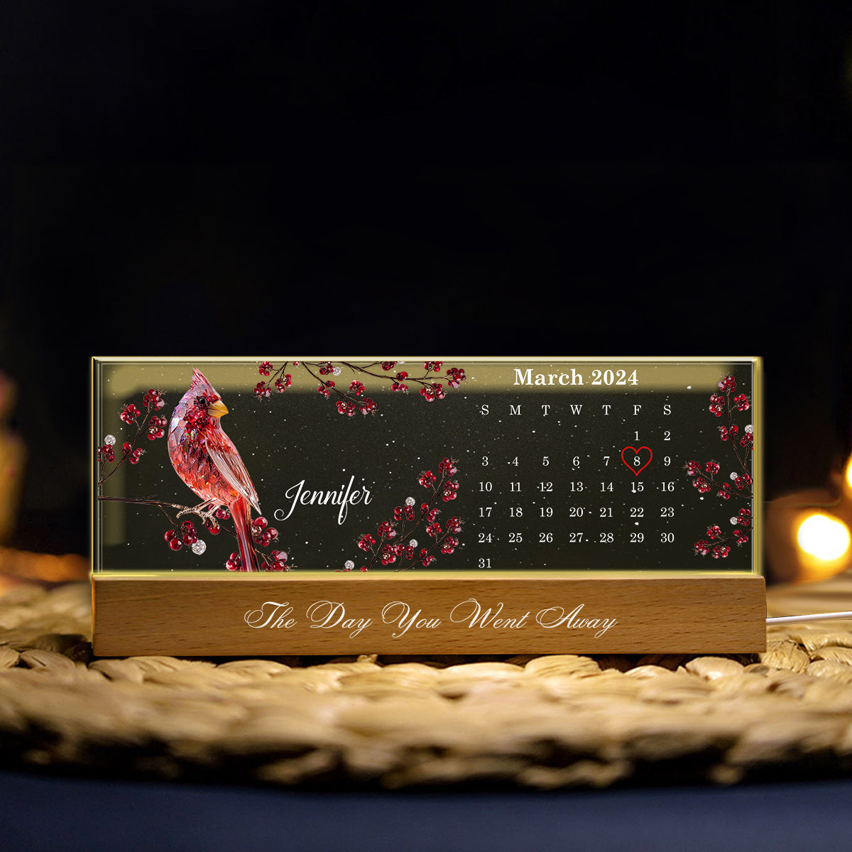 Le jour de ton départ - Veilleuse LED personnalisée en mémoire de ton décès