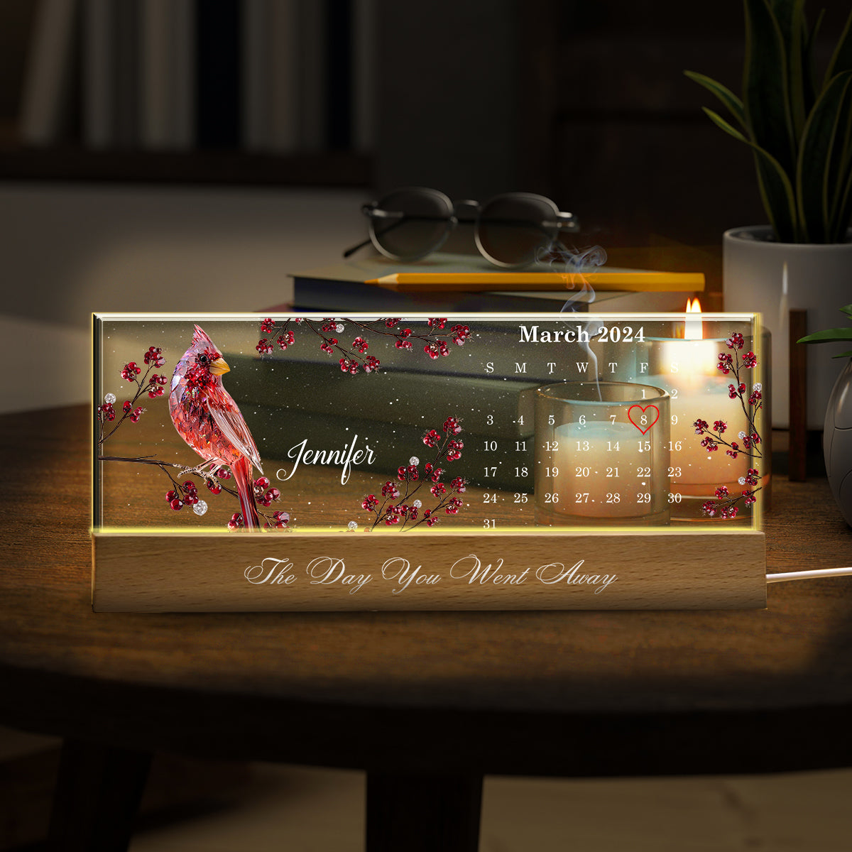 Le jour de ton départ - Veilleuse LED personnalisée en mémoire de ton décès