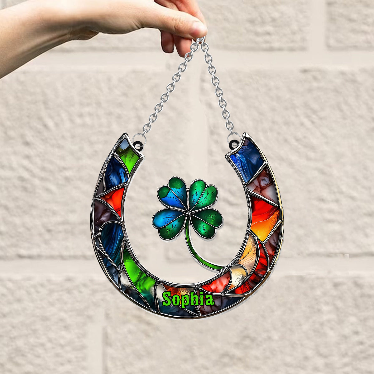 Good Luck Charm Horseshoe - Personalized Horse Window Hanging Suncatcher Ornament