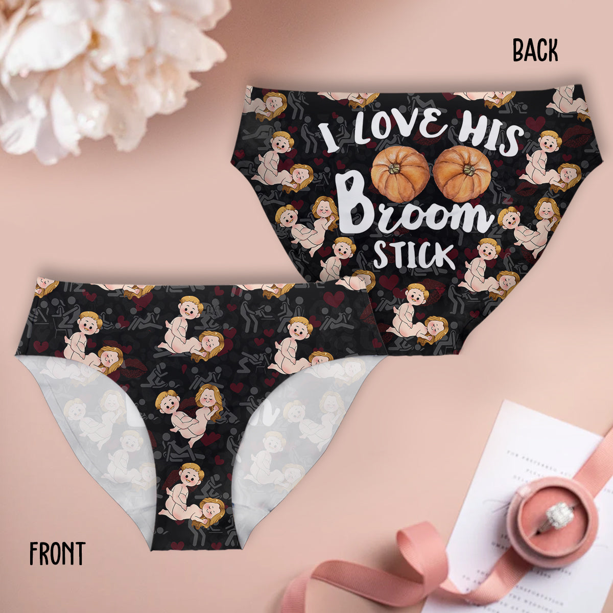 J'aime son balai, j'aime ses citrouilles - Slips personnalisés pour couples (femme et homme)