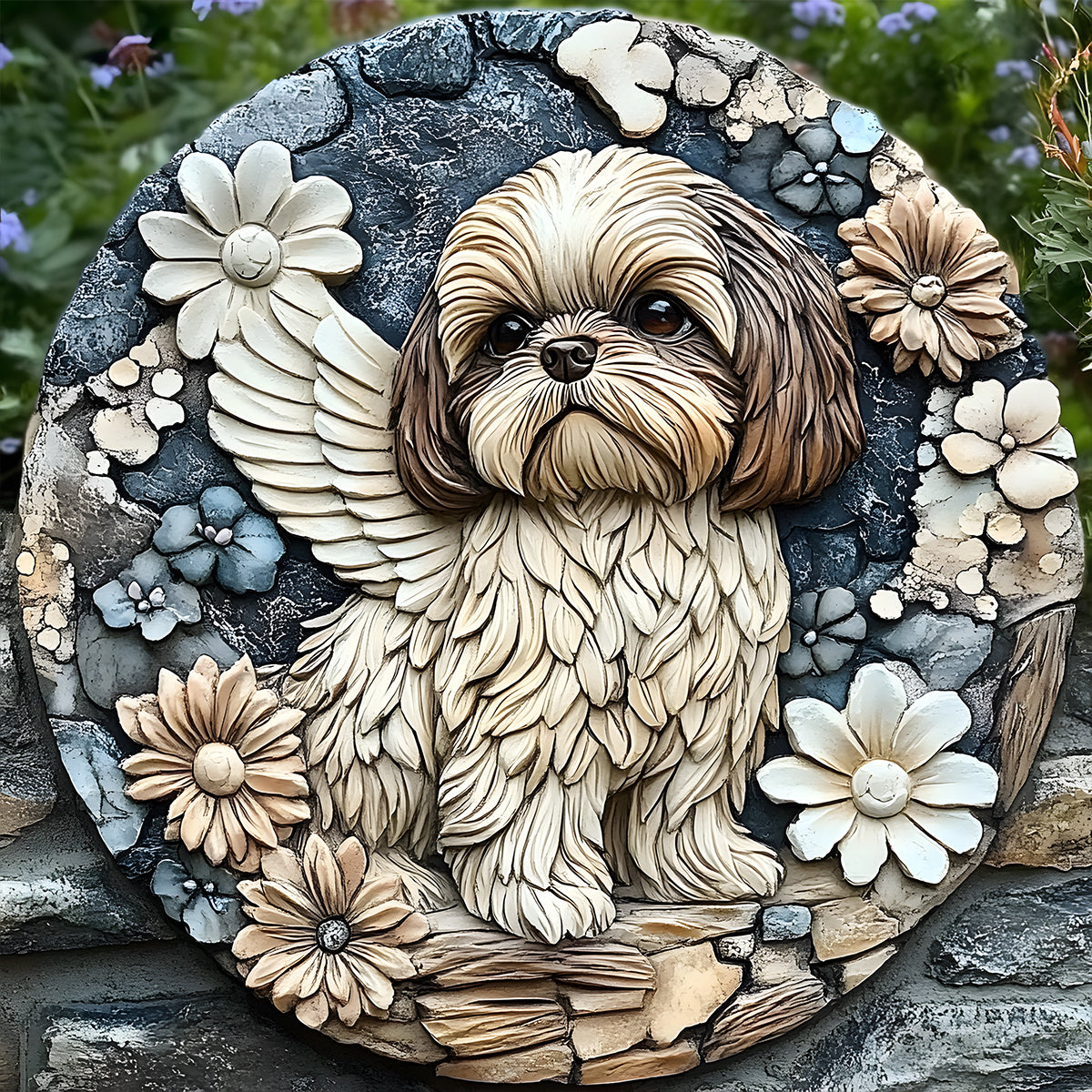 À jamais dans nos cœurs - Pierre ronde personnalisée pour chien