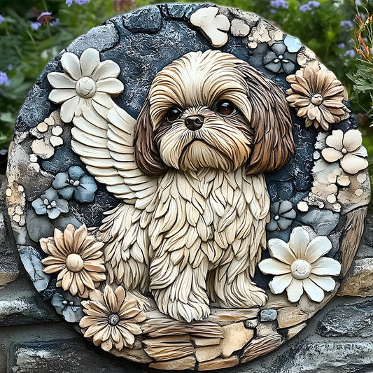 À jamais dans nos cœurs - Pierre ronde personnalisée pour chien