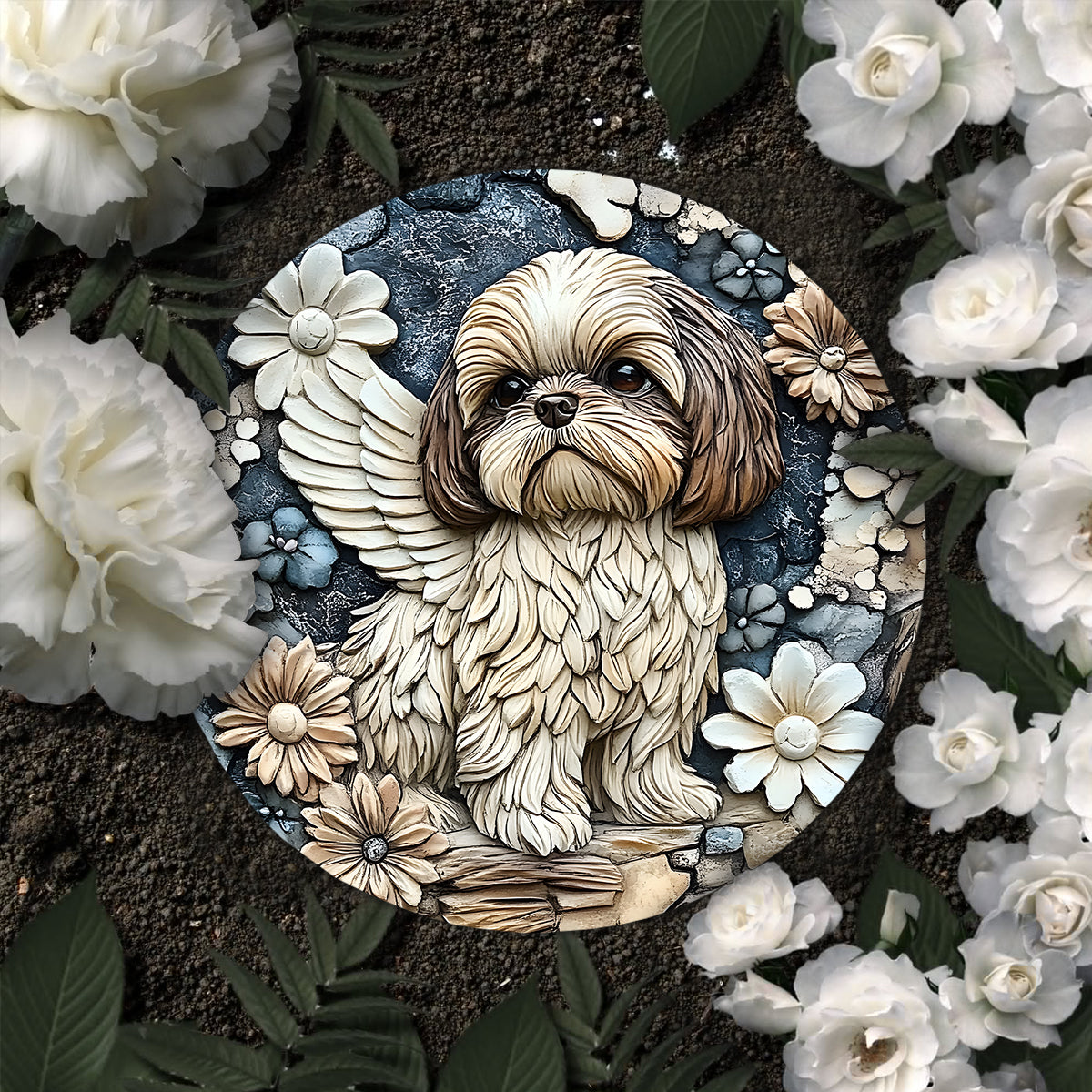 À jamais dans nos cœurs - Pierre ronde personnalisée pour chien