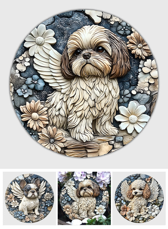 À jamais dans nos cœurs - Pierre ronde personnalisée pour chien