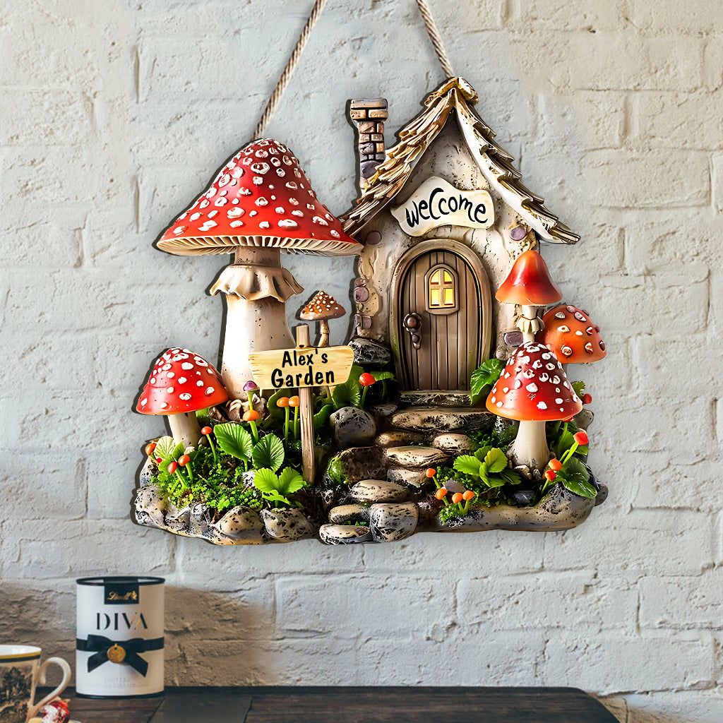 Jardin de champignons - Panneau en bois personnalisé sur mesure