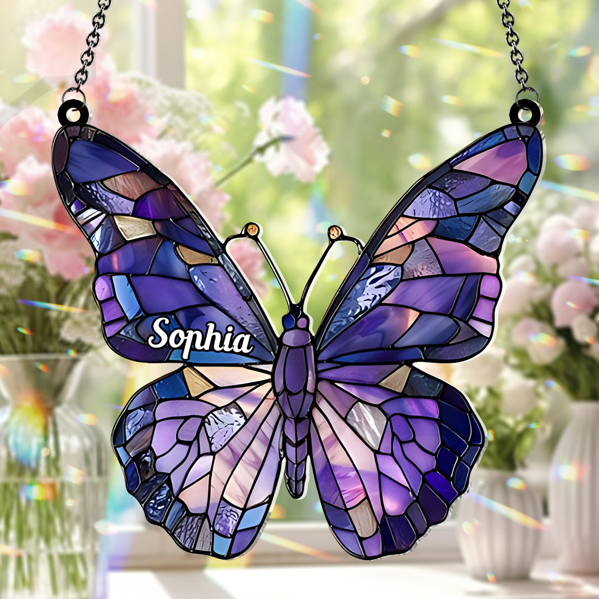 Magnifique papillon - Ornement attrape-soleil papillon personnalisé à suspendre à la fenêtre 