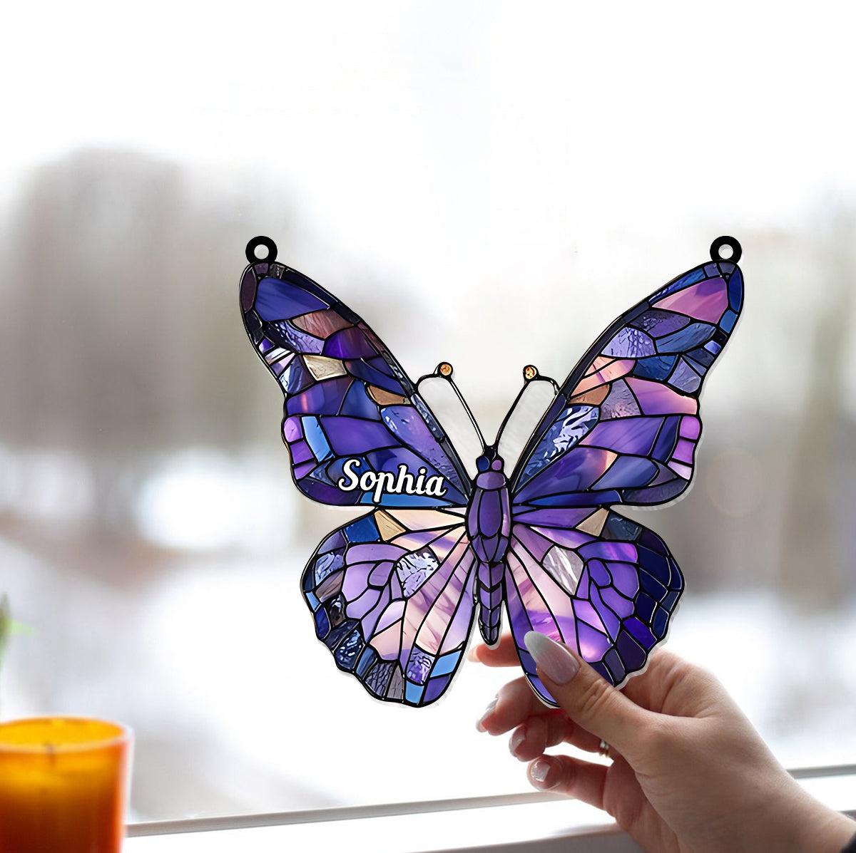 Magnifique papillon - Ornement attrape-soleil papillon personnalisé à suspendre à la fenêtre 