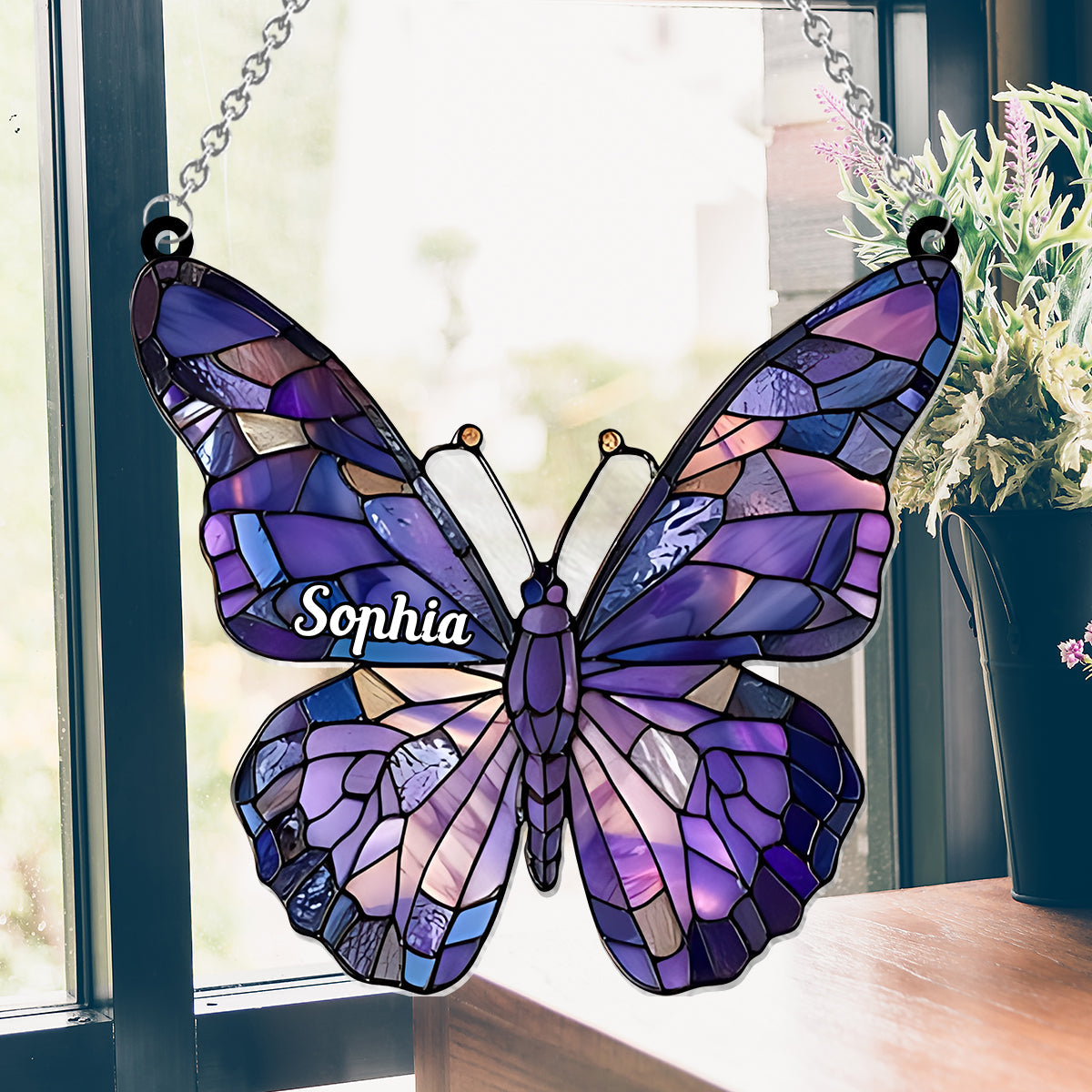 Magnifique papillon - Ornement attrape-soleil papillon personnalisé à suspendre à la fenêtre 