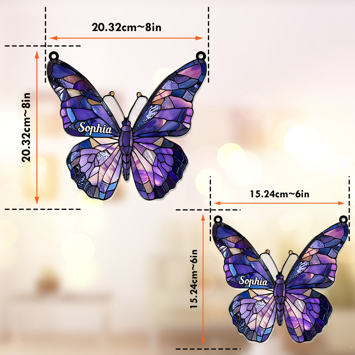 Magnifique papillon - Ornement attrape-soleil papillon personnalisé à suspendre à la fenêtre 