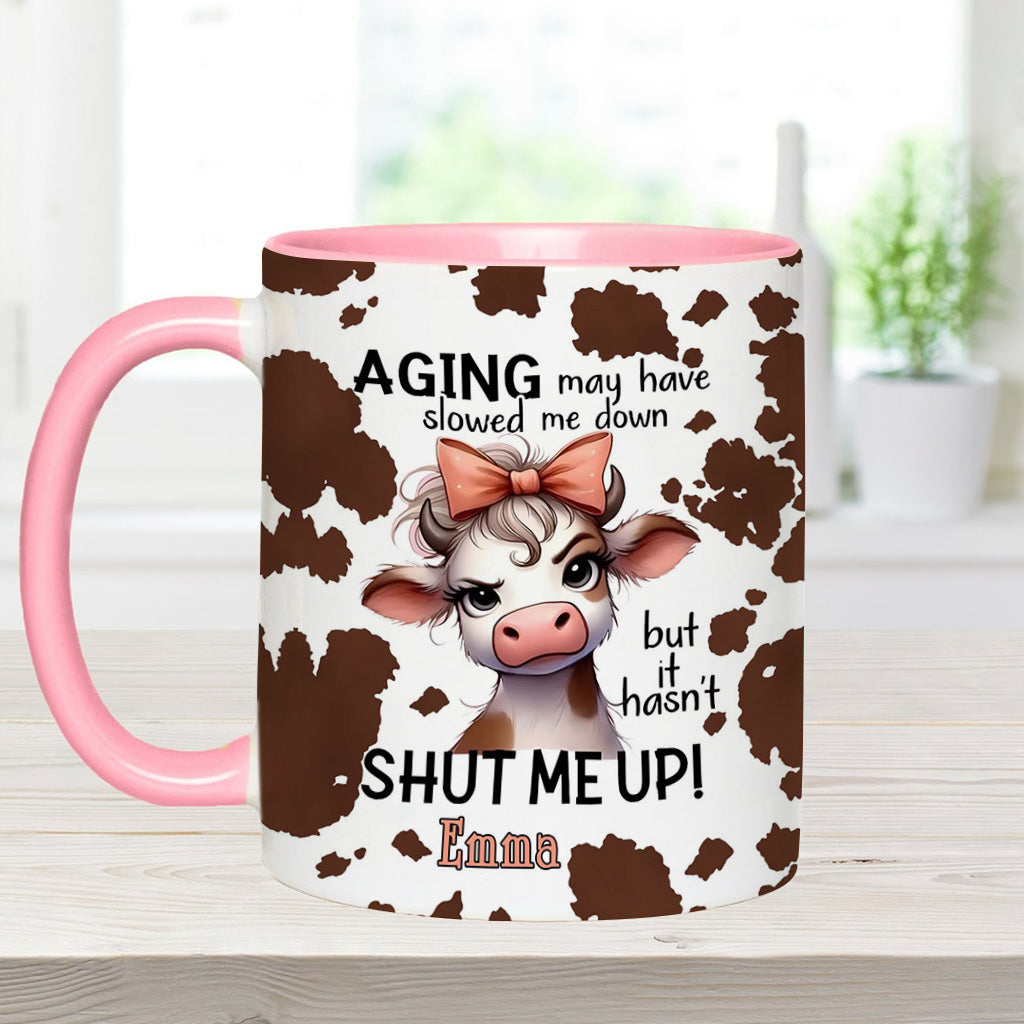 Le vieillissement a peut-être ralenti - Mug personnalisé à motif vache