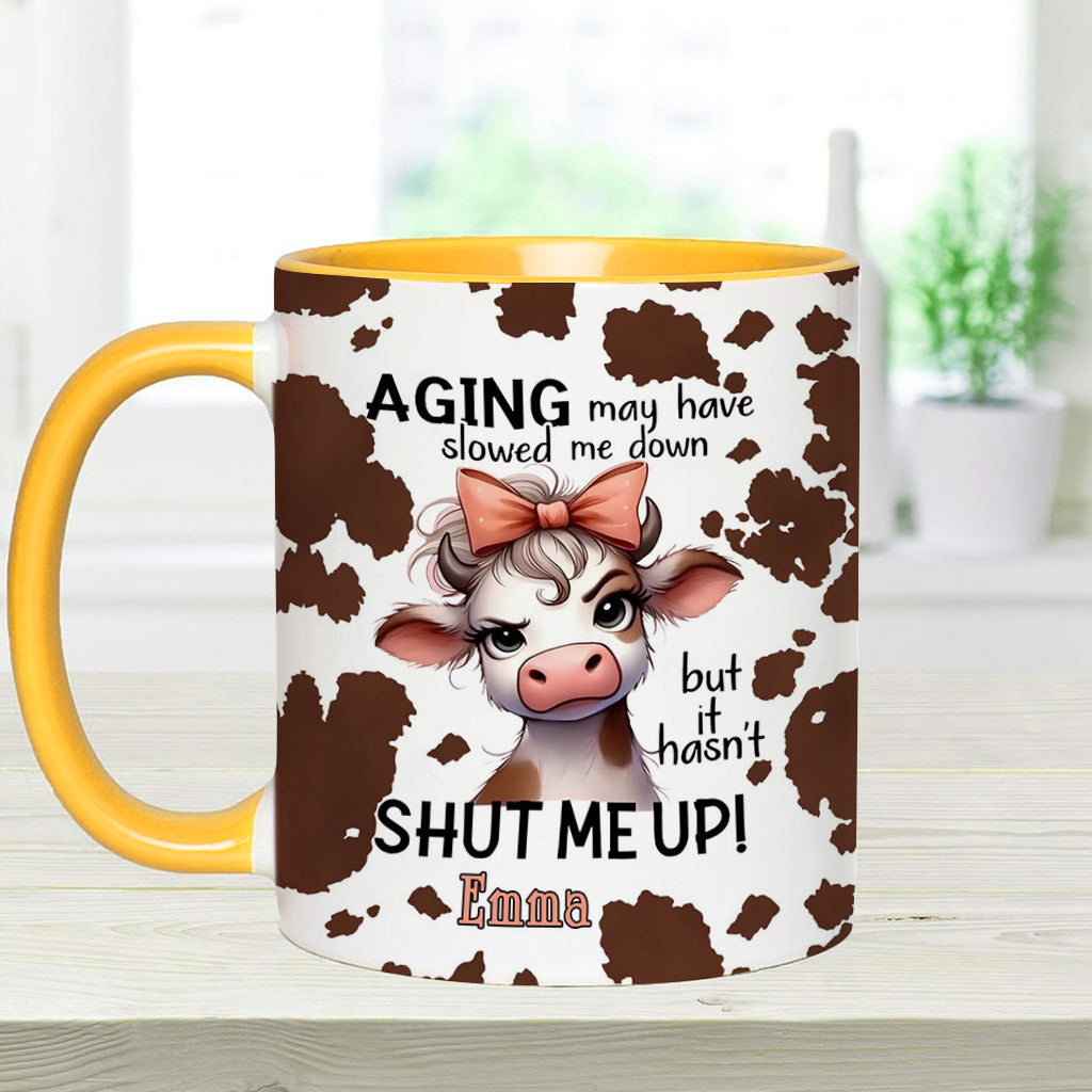 Le vieillissement a peut-être ralenti - Mug personnalisé à motif vache