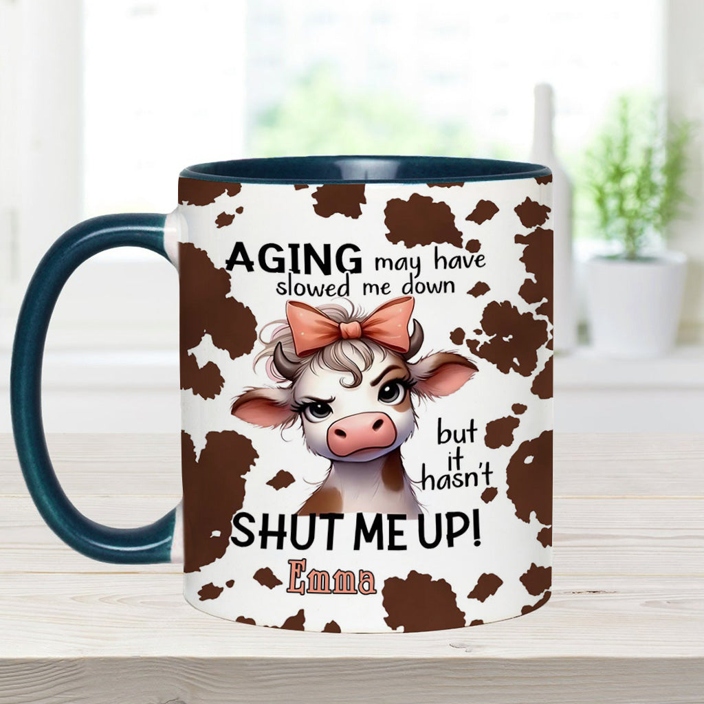 Le vieillissement a peut-être ralenti - Mug personnalisé à motif vache