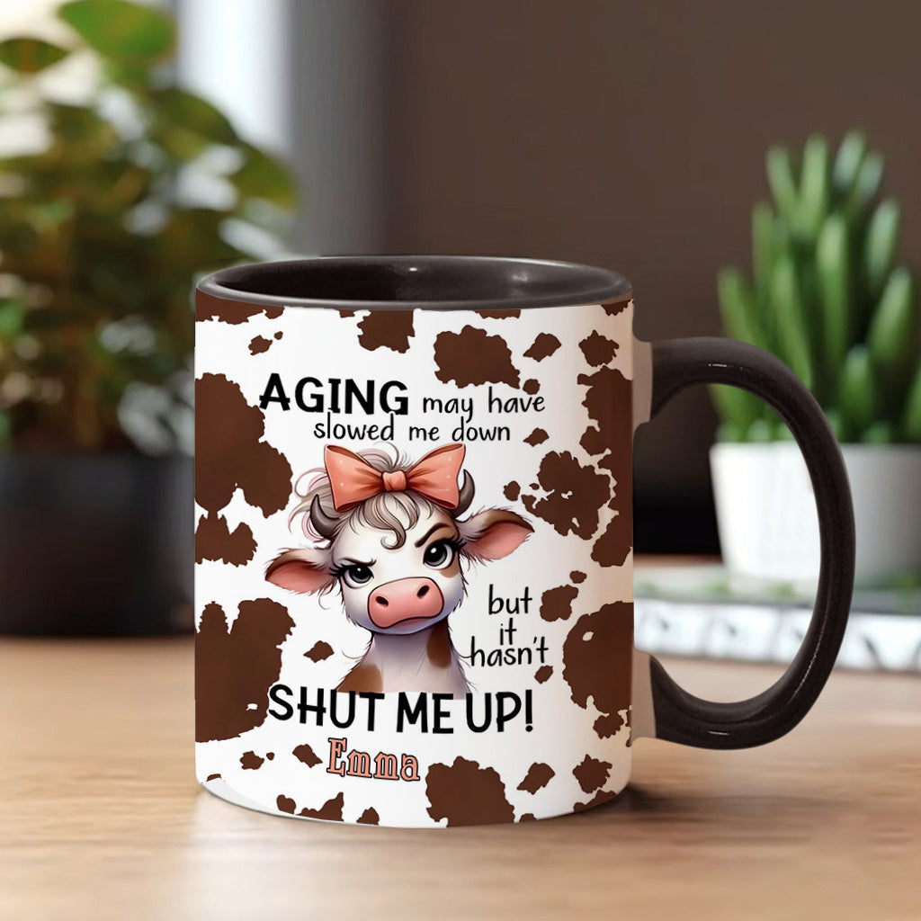 Le vieillissement a peut-être ralenti - Mug personnalisé à motif vache
