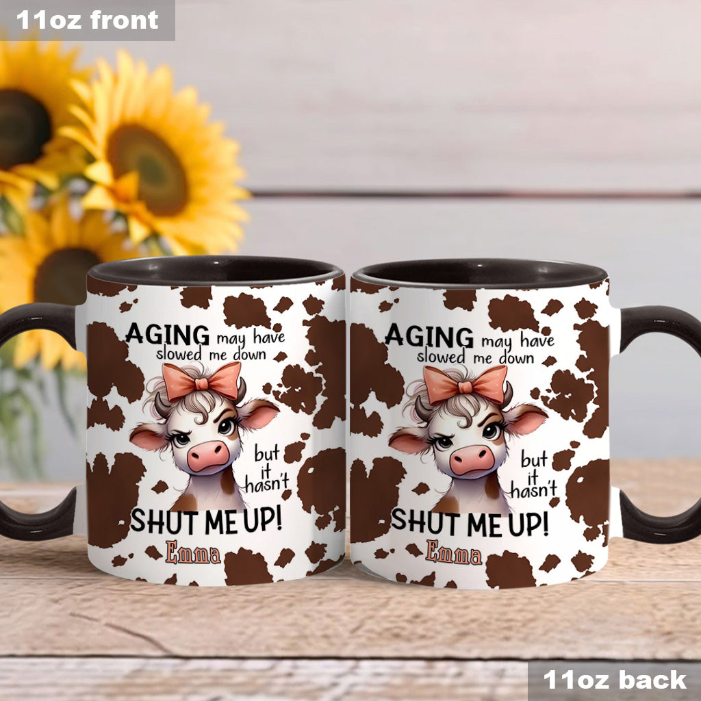 Le vieillissement a peut-être ralenti - Mug personnalisé à motif vache
