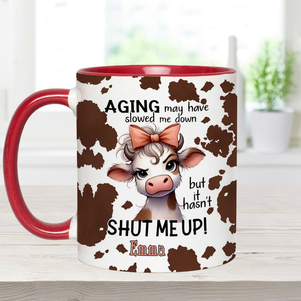 Le vieillissement a peut-être ralenti - Mug personnalisé à motif vache