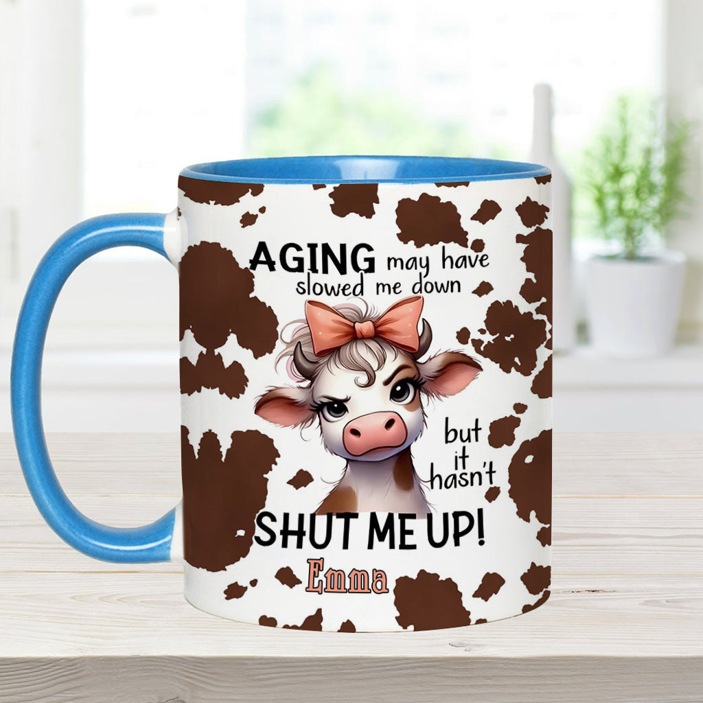 Le vieillissement a peut-être ralenti - Mug personnalisé à motif vache