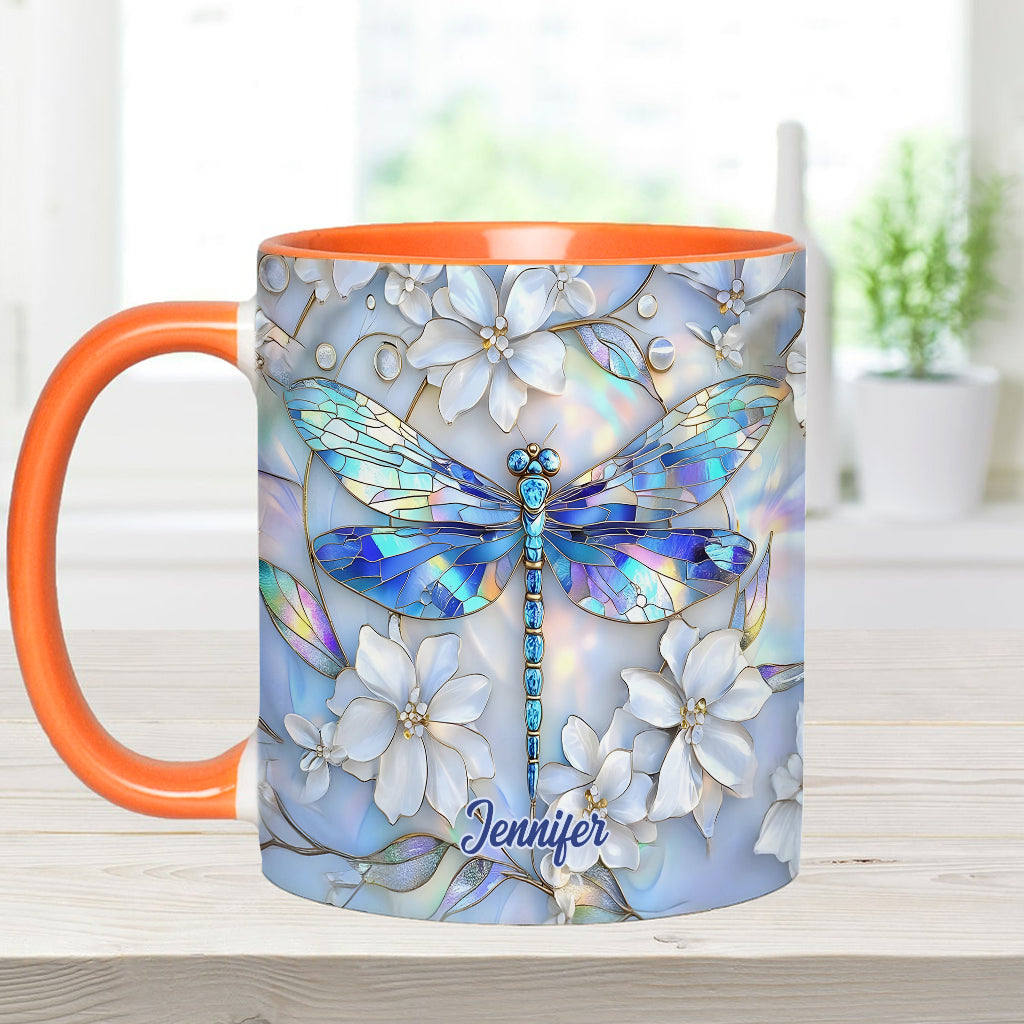 Vintage Soul Dragonfly - Personalized Dragonfly Accent Mug
