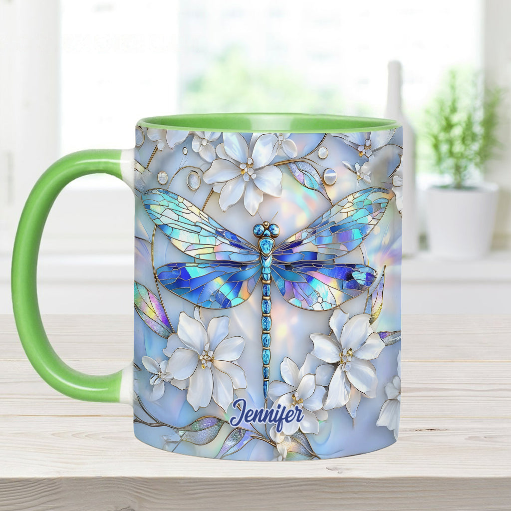 Vintage Soul Dragonfly - Personalized Dragonfly Accent Mug