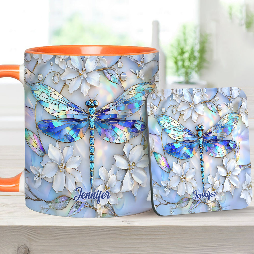 Vintage Soul Dragonfly - Personalized Dragonfly Accent Mug