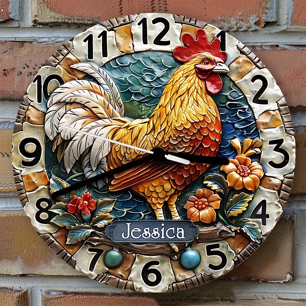 Good Morning - Personalized Chicken Wall Clock