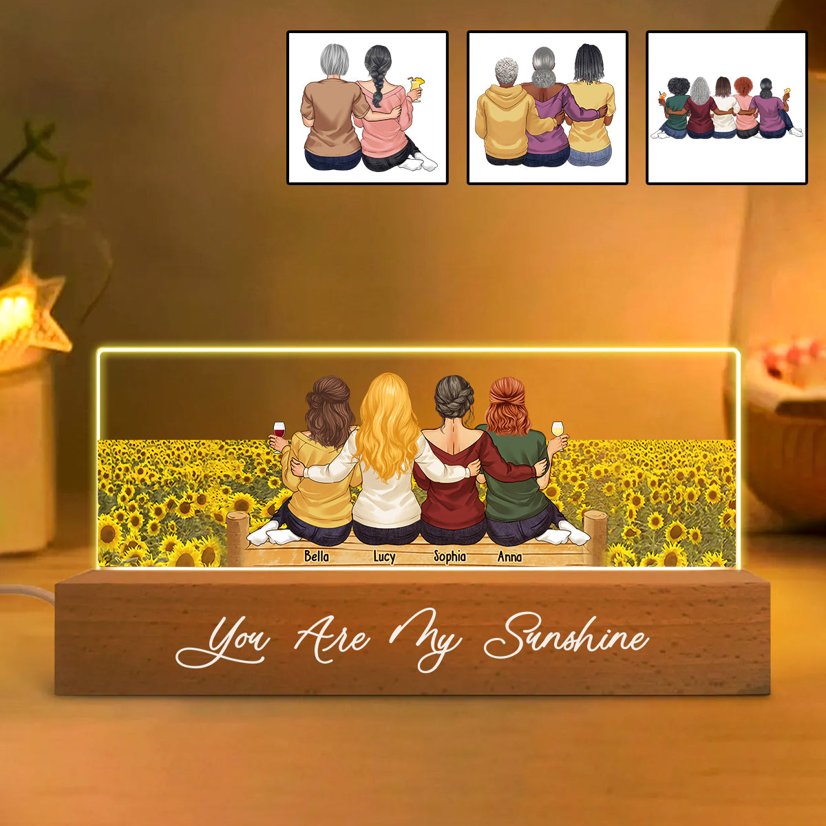 Tu es mon rayon de soleil - Veilleuse LED personnalisée pour ma meilleure amie