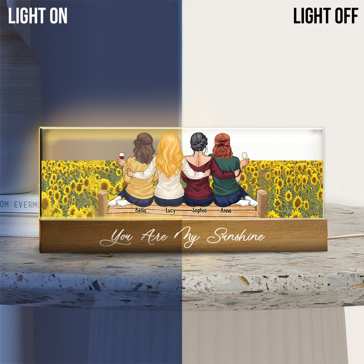 Tu es mon rayon de soleil - Veilleuse LED personnalisée pour ma meilleure amie