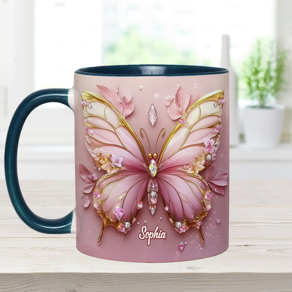 Beautiful Butterfly - Personalized Butterfly Accent Mug