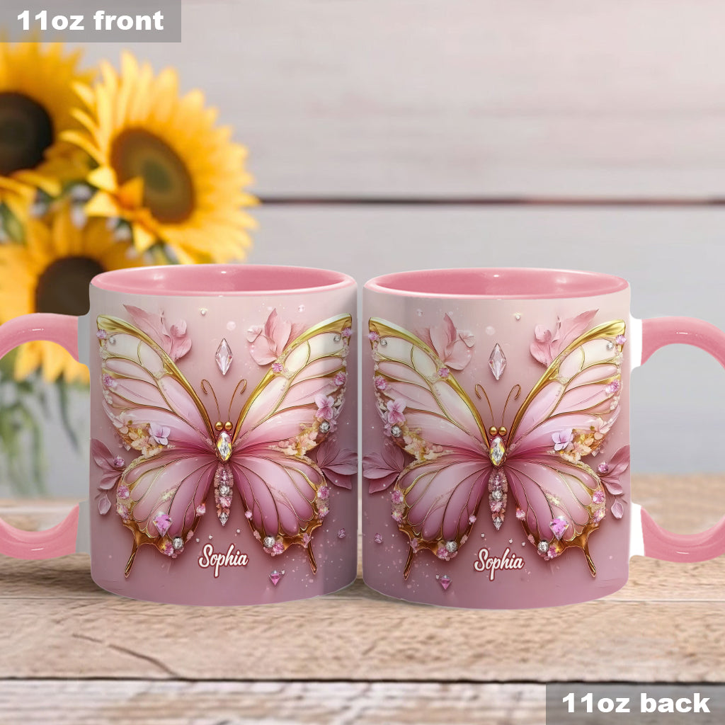 Beautiful Butterfly - Personalized Butterfly Accent Mug