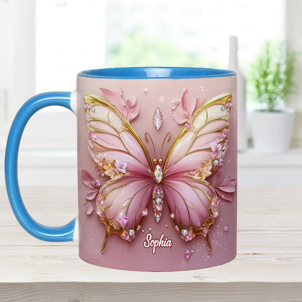 Beautiful Butterfly - Personalized Butterfly Accent Mug