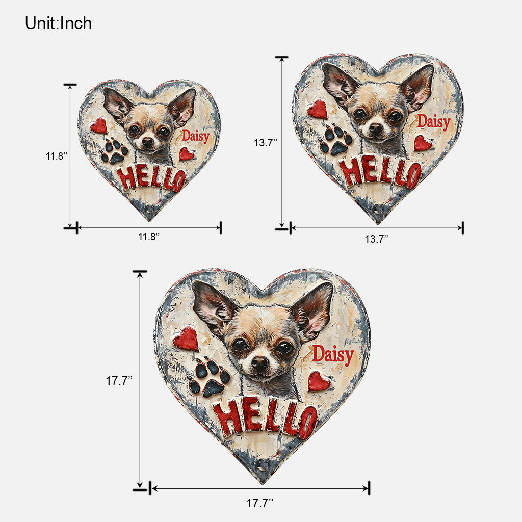 Chihuahua Hello - Personalized Chihuahua Custom Shaped Wood Sign